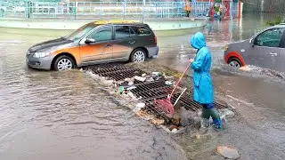Satisfying Cleanup Removing Massive Trash from Storm Drain