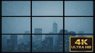 Snowy City Window View &ndash; 4K Ambient Loop for TV Background