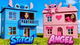 Casa de Papel&atilde;o do STITCH vs ANGEL💙💖 | Quem Vence o Desafio?
