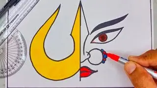 Navratri Special Maa Durga Drawing | Easy Goddess Durga Face Art | Festival Drawing for Beginners