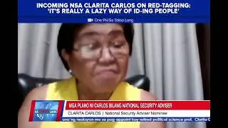 Incoming NSA Clarita Carlos on red-tagging: 'It's really a lazy way of ID-ing people'