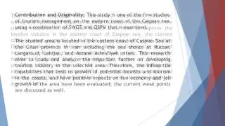 QSPM Usage in SWOT Analysis as a Tool for Strategic Management of Caspian Sea Coasts Case Study Tour
