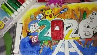 Happy New Year 2⃣0⃣2⃣6⃣🎨🎨 special art& trending drawing#likeandsubscribe 