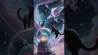 A black cat went to space from a gacha machine 😼✨