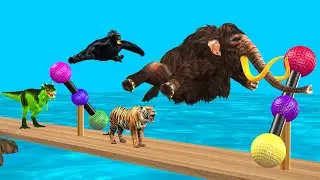 An Obstacle Game With Wild Animals Gorilla Cow Mammoth Elephant Dinosaur Tiger Animal Games