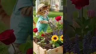 little farmer in soft blue overalls 🐾😻         #cat #catlovers #catdance #fyp #funnyanimals #funny