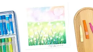 和諧的粉彩畫 陽光下的小草 Grass in the Sun - Easy Soft Pastels Drawing