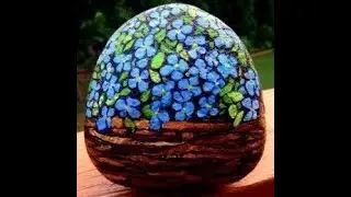 How to Stencil Flowers onto a Rock - Forget Me Nots