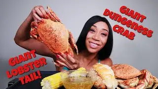 GIANT DUNGENESS CRAB & LOBSTER TAIL MUKBANG