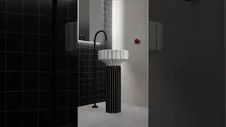 Black & White Marble Pedestal Washbasin With Inlay #washbasin #bathroomdesign #interior #bathroom