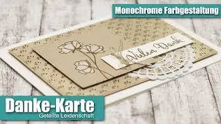 Monochrome Danke-Karte | Geteilte Leidenschaft | Kolorieren mit Aquarellstiften | Stampin' Up!