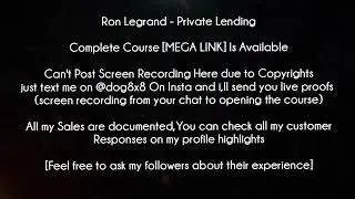 Ron Legrand Course - Private Lending download