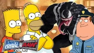 Homer & Bart Vs Joe Swanson & Venom. Smackdown Vs Raw 2006.