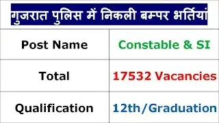 Gujarat Police Bharti 2018 - Constable & SI 17532 Jobs - www.police.gujarat.gov.in