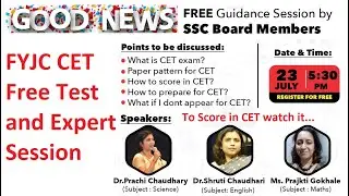Good news for FYJC / 11th CET appearing students all doubts solved by experts and free test...