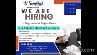 Steel Plant Jobs in Odisha | Engineer & Supervisor Jobs | B.Tech Freshers | Sambhab