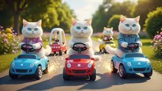 Mama Cats Lots Of Poor Cats Driving Earthmoving Machines As They Build A Road.🐯🐯🐯🐯🐯