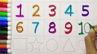1 to 10 Counting Numbers and Shapes Names Simple for Kids | shapes colouring video #counting #123 