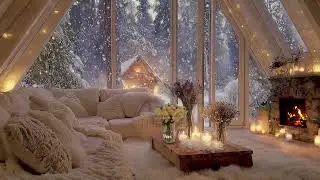 ❄️Quiet Winter Piano Lounge | Snow Outside & Warm Fire Inside | Focus Study Sleep