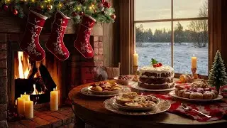 🌨️ Snowy Christmas Outside, Cozy Kitchen Inside | Fireplace ASMR for Deep Sleep