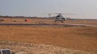 A Helicopter Taxiing on Solar-Powered Runway at Kolwezi International Airport, DRC