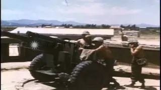 ROK (Republic of Korea) Tiger Division soldiers fire a 105mm howitzer at enemy po...HD Stock Footage