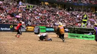 WRECK: Billy Robinson takes a hit from Stone Sober