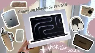 MacBook Pro ASMR UNBOXING 💻 + Desk Tour 2025 🔈🖱️⌨️ | M4 chip, space black