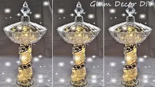 DIY Dollar Tree Glam Lighted Crystal Apothecary DIY Glam Room Decor