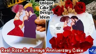 Most Beautiful Anniversary Cake Decorating Ideas || Real Rose Se Banaya Anniversary Cake