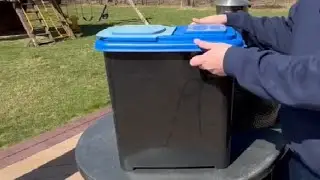 Keeps lump charcoal or pellets dry, the perfect storage bin!