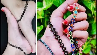 Beads payal design /chain design / bracelet design / moti se payal kase bnaye / anklet design
