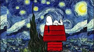 Snoopy -  Under Van Gogh&rsquo;s Starry Night