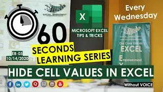 Hide Cell Values in Excel - 60 SECONDS LEARNING SERIES - (EB-05 - Every Wed)