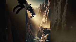 The King of Jumps: Mountain Goat's Incredible Leap!#animals#GoatJump #FearlessGoat#Shorts #GoatPower