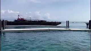 Concrete floating pontoon, for jetty and marina