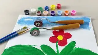 Long Handle J-Roller with Rubber Roller, 10mm + 30mm Silicone Roller, Hand Pressure Roller#painting