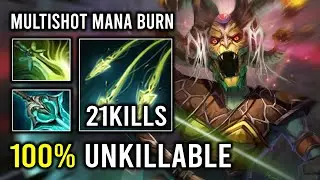 100% UNKILLABLE 1v5 Multishot Mana Burn Arrow with Fast Farm Butterfly Skadi Medusa Dota 2