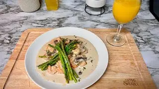 CAMARONES EN CREMA CON CHAMPI&Ntilde;ONES |ESPARRAGOS | CENA ROM&Aacute;NTICA ❤️ | SABOR DEL BUENO 