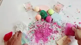 ASMR Mixing, cutting and fizzing random things. Soap and bath bomb crushing. Clay cracking.