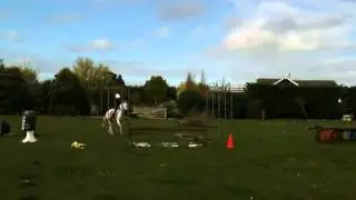 Abriele and Jake over some jumps