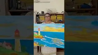 My wife painting a 24 x 48 inch Canvas.🎨🖼️  #painting #artist