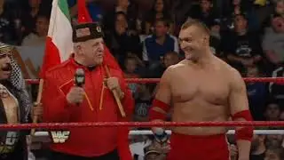 Nikolai Volkoff & Vladimir Kozlov sing the Soviet Union National Anthem at WWE Raw Old School (2010)