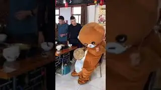 Funny Brown Bear Handing Out Leaflets | Funny Troll - Funny Pranks
