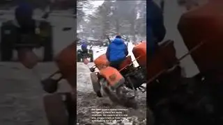 Tractor mishap: snowy day on the farm
