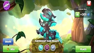 Hatched Fluorescent Blue Dragon | Dragon Mania Legends | Treasure Hunt Reward