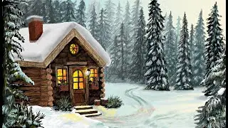 Hand-Drawn Cozy Snowy Cabin  | MS Paint Art + Fireplace Glow - Step By Step