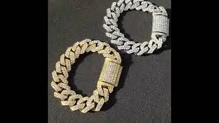 Iced Cuban Bracelet Men's Trendy Punk Street Thick Alloy Bracelet