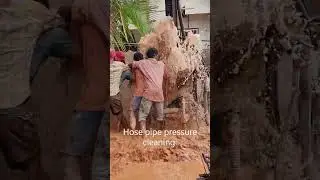 Borewell Cleaning with hose pipe