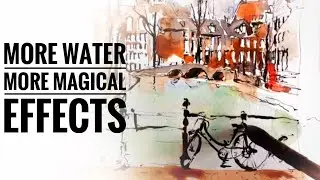 More Water More Magical Effects/Watercolor and Ink sketch /Urban sketching/Loose style sketch